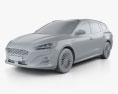 Ford Focus Vignale turnier 2021 3d model clay render