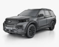 Ford Explorer Limited hybrid 2022 3d model wire render