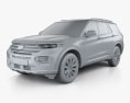 Ford Explorer Limited hybrid 2022 3d model clay render