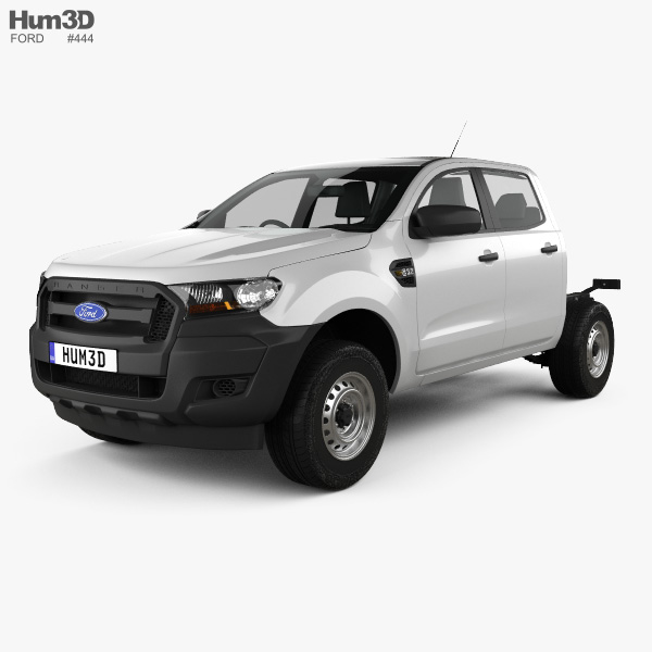 Ford Ranger ダブルキャブ Chassis XL 2016 3Dモデル