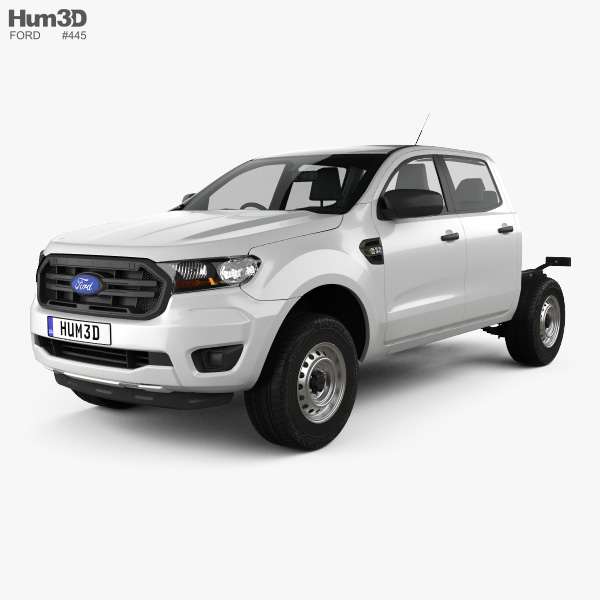 Ford Ranger ダブルキャブ Chassis XL 2018 3Dモデル