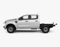 Ford Ranger Double Cab Chassis XL 2021 3d model side view