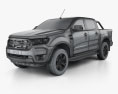 Ford Ranger Cabina Doppia XLT 2018 Modello 3D wire render