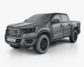Ford Ranger Super Crew Cab FX4 Lariat US-spec 2021 3d model wire render