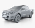 Ford Ranger Super Crew Cab FX4 Lariat US-spec 2021 3d model clay render