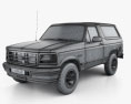 Ford Bronco with HQ interior 1996 3d model wire render