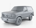 Ford Bronco with HQ interior 1996 3d model clay render