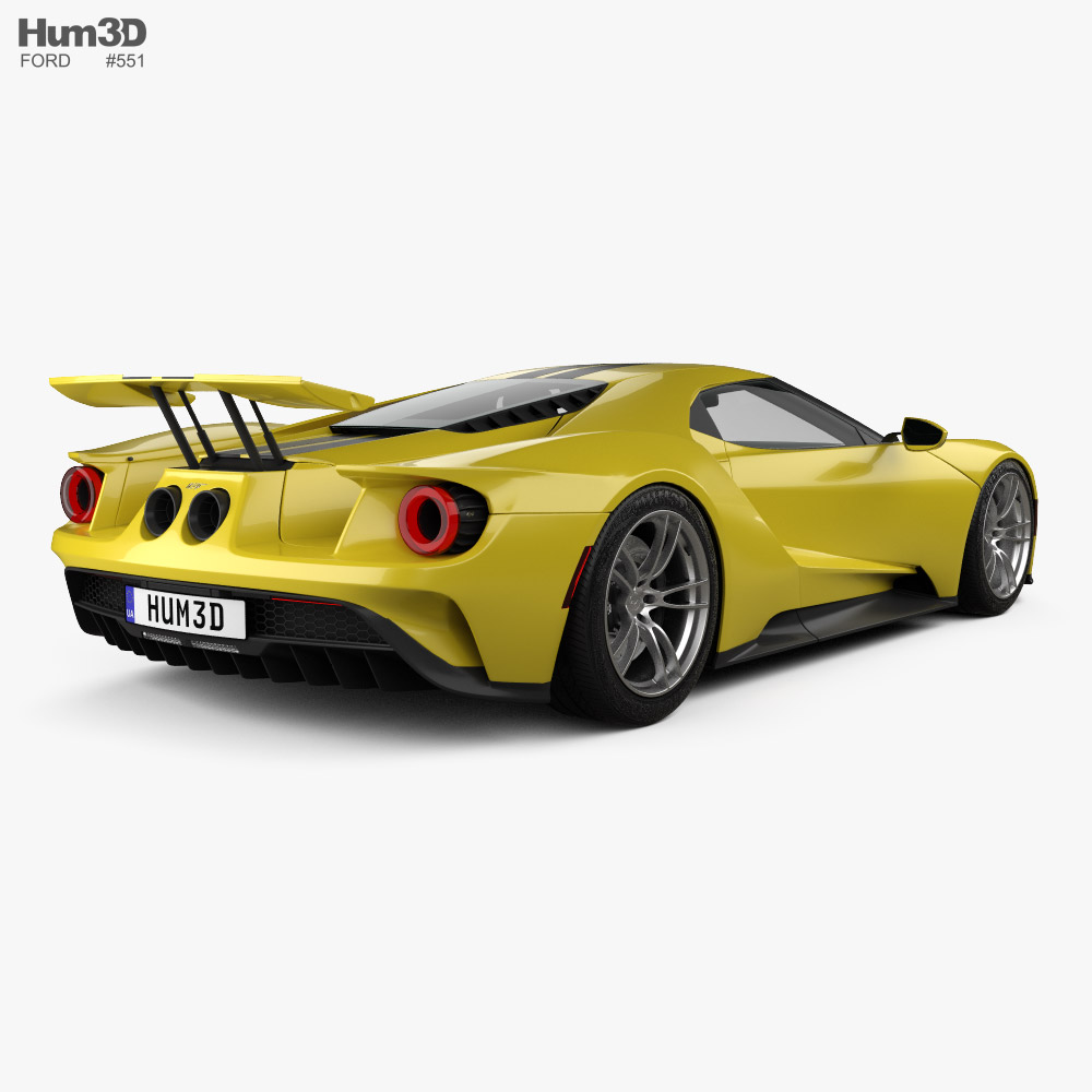 Ford GT with HQ interior 2016 3d model back view