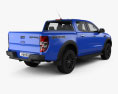 Ford Ranger Double Cab Raptor with HQ interior and engine 2018 3d model back view