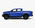 Ford Ranger Double Cab Raptor 인테리어 가 있는 와 엔진이 2018 3D 모델  side view