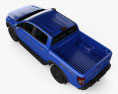 Ford Ranger Double Cab Raptor з детальним інтер'єром та двигуном 2018 3D модель top view