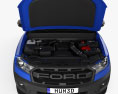 Ford Ranger Double Cab Raptor з детальним інтер'єром та двигуном 2018 3D модель front view