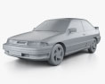 Ford Escort GT Fließheck 1992 3D-Modell clay render