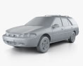 Ford Escort wagon 2003 3D-Modell clay render