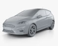 Ford Fiesta 3-door ST 2022 3d model clay render