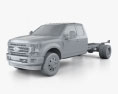 Ford F-550 Super Duty Super Cab Chassis Lariat 2022 3D模型 clay render