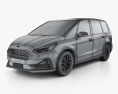 Ford Galaxy 2022 3d model wire render