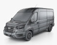 Ford Transit 厢式货车 L3H2 Trendline 2018 3D模型 wire render