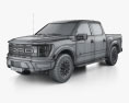 Ford F-150 Super Crew Cab 5.5 ft Bed Raptor Performance Package 2022 3d model wire render