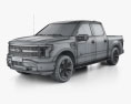 Ford F-150 Super Crew Cab 55ft bed Lightning Platinum 2022 3Dモデル wire render