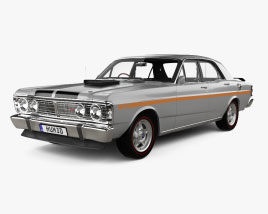 Ford Falcon GT-HO with HQ interior and engine 1971 3D model