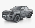 Ford Ranger Double Cab Wildtrak 2022 3d model wire render