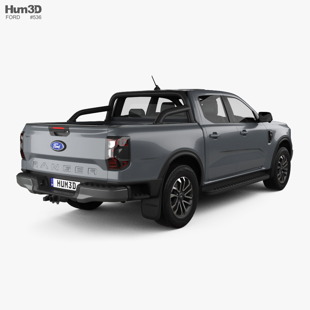 Ford Ranger Double Cab Sport 2022 3d model back view