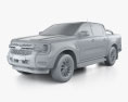 Ford Ranger Double Cab Sport 2022 3d model clay render