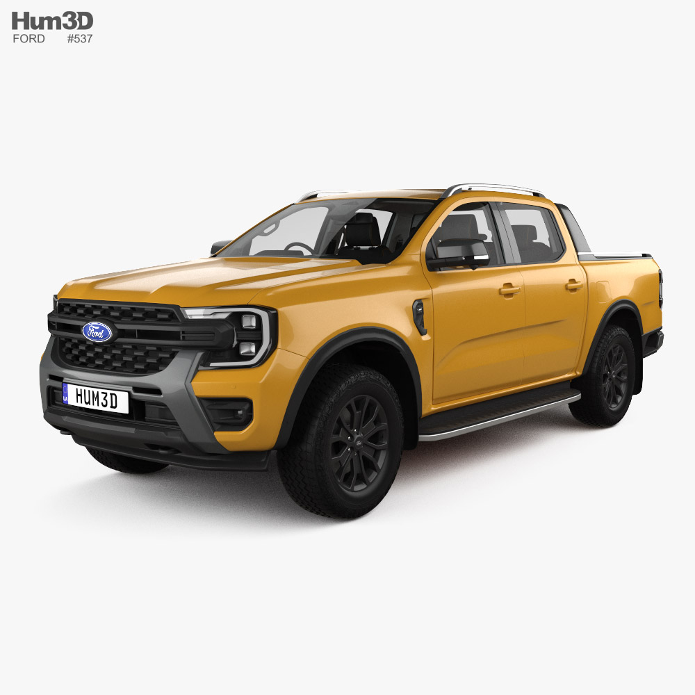 Ford Ranger Double Cab Wildtrak with HQ interior 2022 3D model