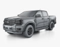 Ford Ranger Cabina Doppia XLT 2022 Modello 3D wire render