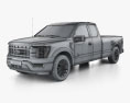 Ford F-150 Super Cab 8 ft Bed Lariat 2022 3D-Modell wire render