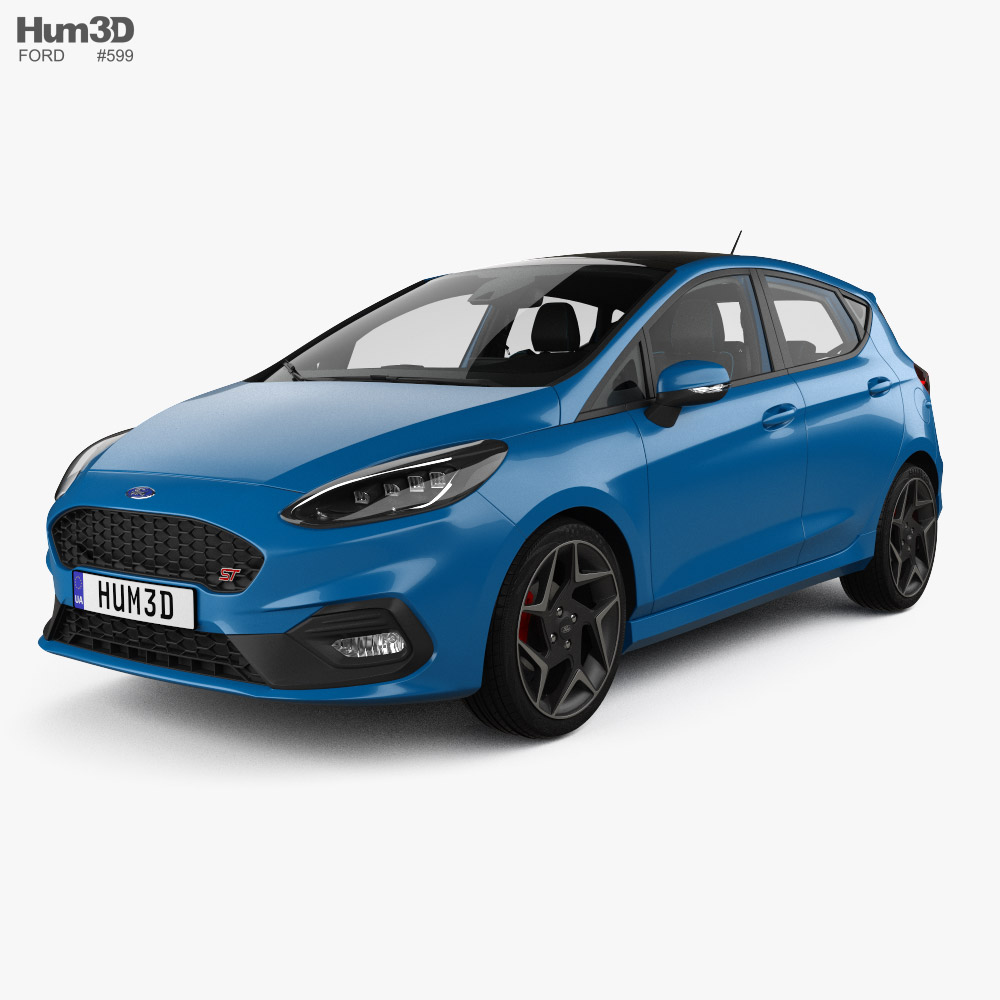 Ford Fiesta 5-door ST with HQ interior and engine 2019 3D model