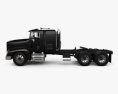 Freightliner FLD 120 Tractor Flat Top Sleeper Cab Truck 2000 3d model side view