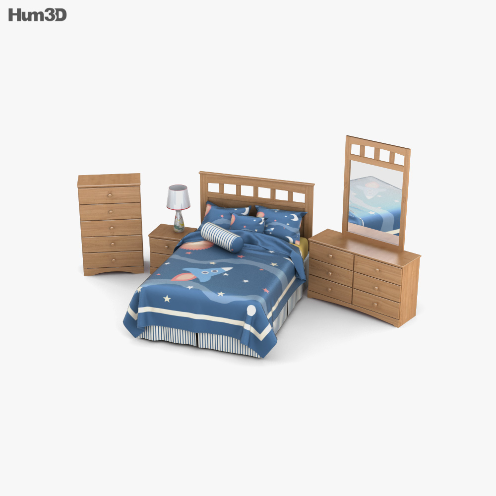 Ashley Benjamin Set da camera da letto a pannello Modello 3D
