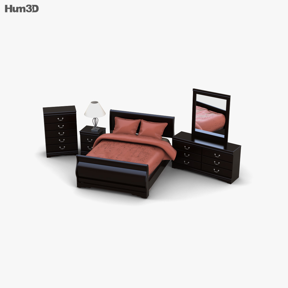 Ashley Huey Vineyard Sleigh Bedroom set 3D model