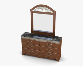 Ashley Fairbrooks Estate Panel Dresser & Specchio Modello 3D