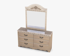 Ashley Silverglade Dresser & Espelho Modelo 3d