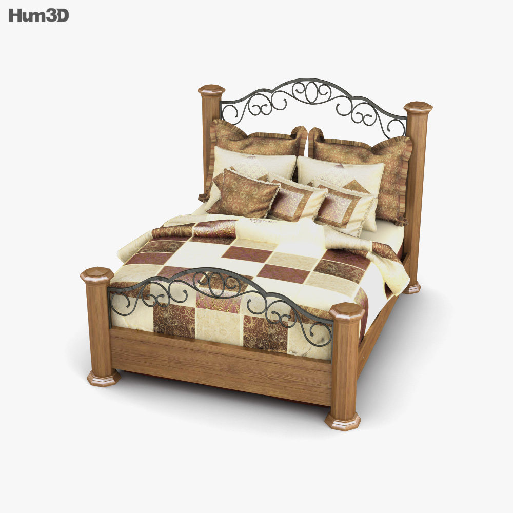 Ashley Rosalie Queen Poster bed 3D model