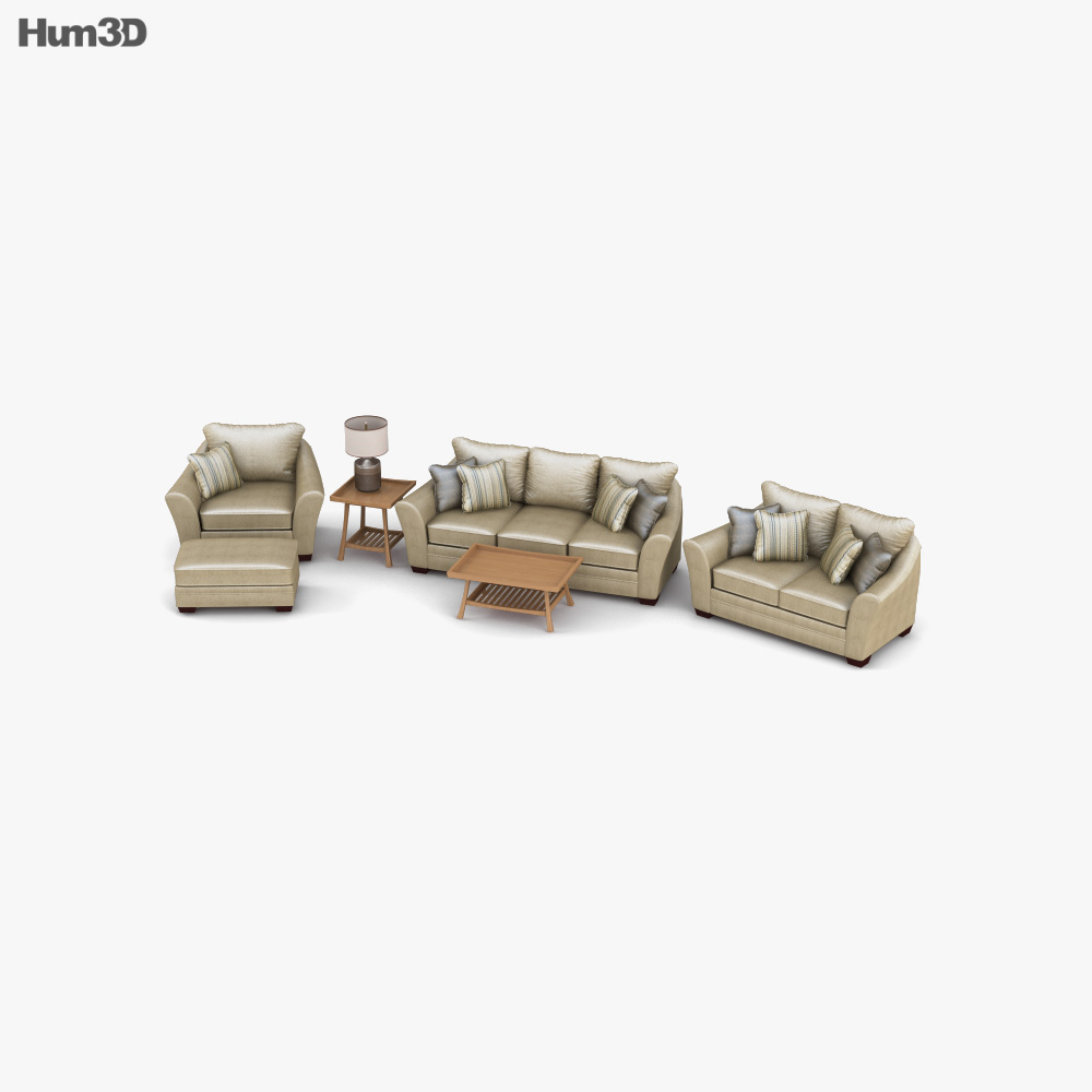 Ashley Lena - Putty Sofa & Causeuse Living Room Set Modèle 3d