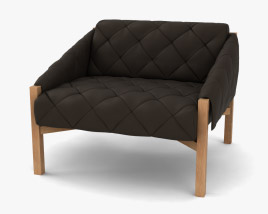 CB2 Abruzzo Black Tufted Leather armchair 3D model