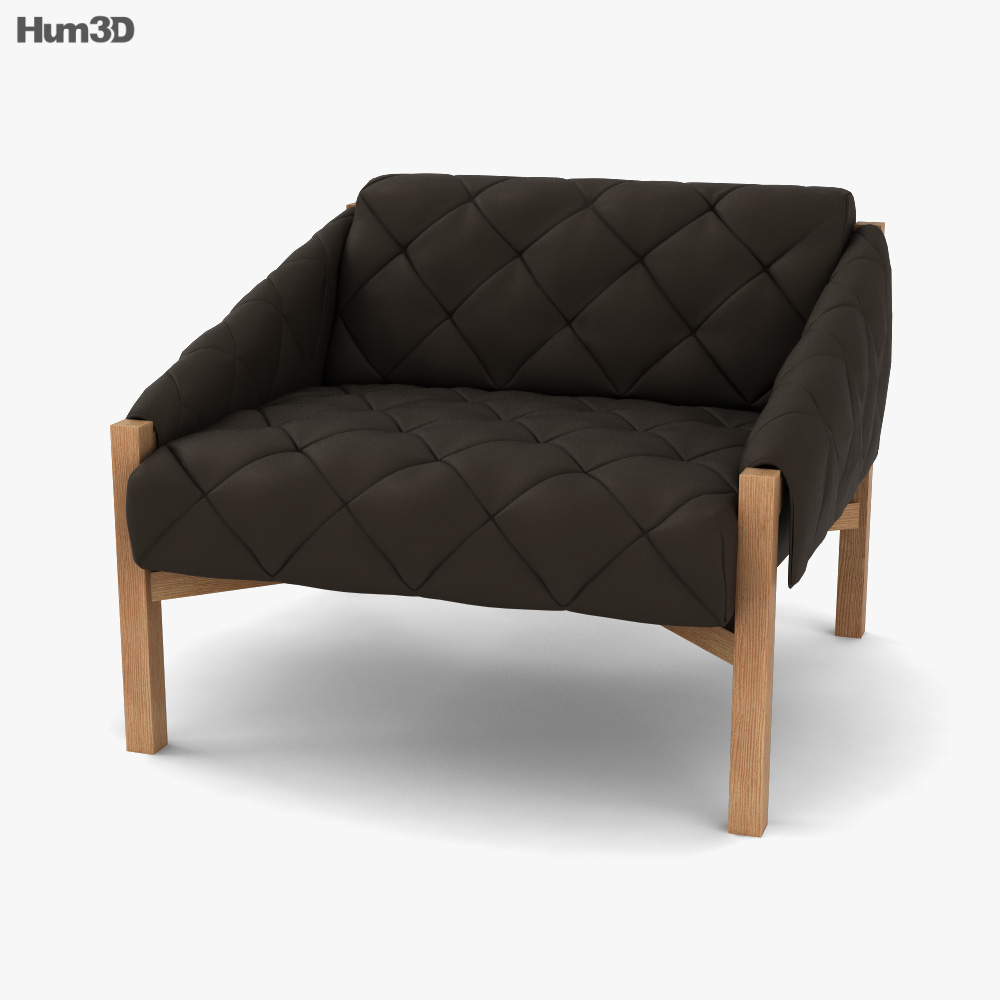 CB2 Abruzzo Black Tufted Leather armchair 3D model