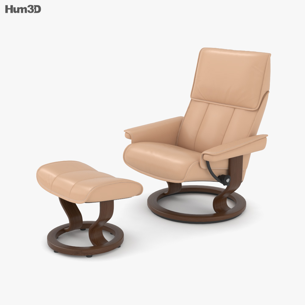 Ekornes Stressless Chair & Ottoman 3D model