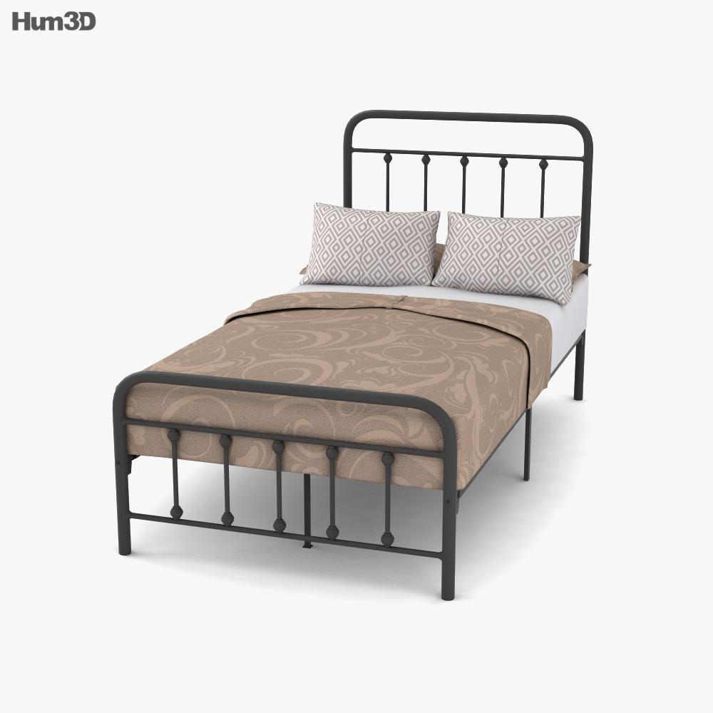 Вікторіанське старовинне металеве ліжко 3D модель