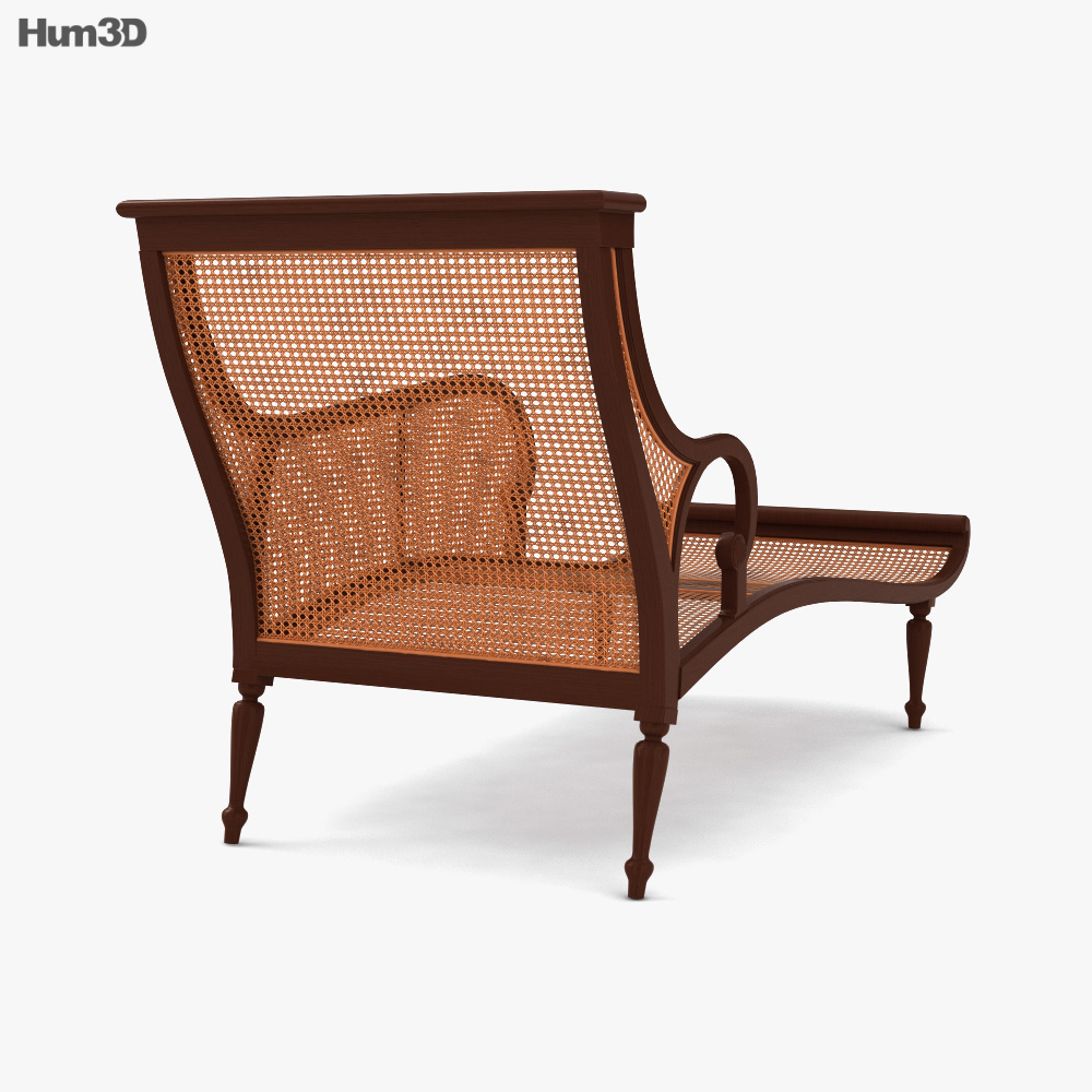 British Colonial Caned Chaise lounge 3d model