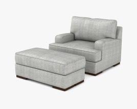Mercado Pewter chair And A Half With ottoman Modelo 3D