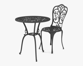 Garden Cast Iron table and chair 3D model
