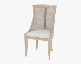 Wood Rattan armchair 3D model