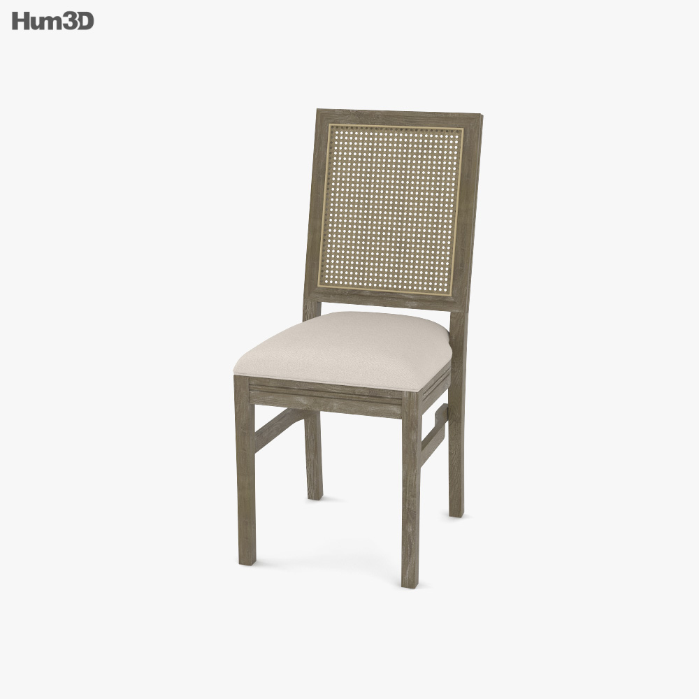Wood Rattan Back chair 3D model