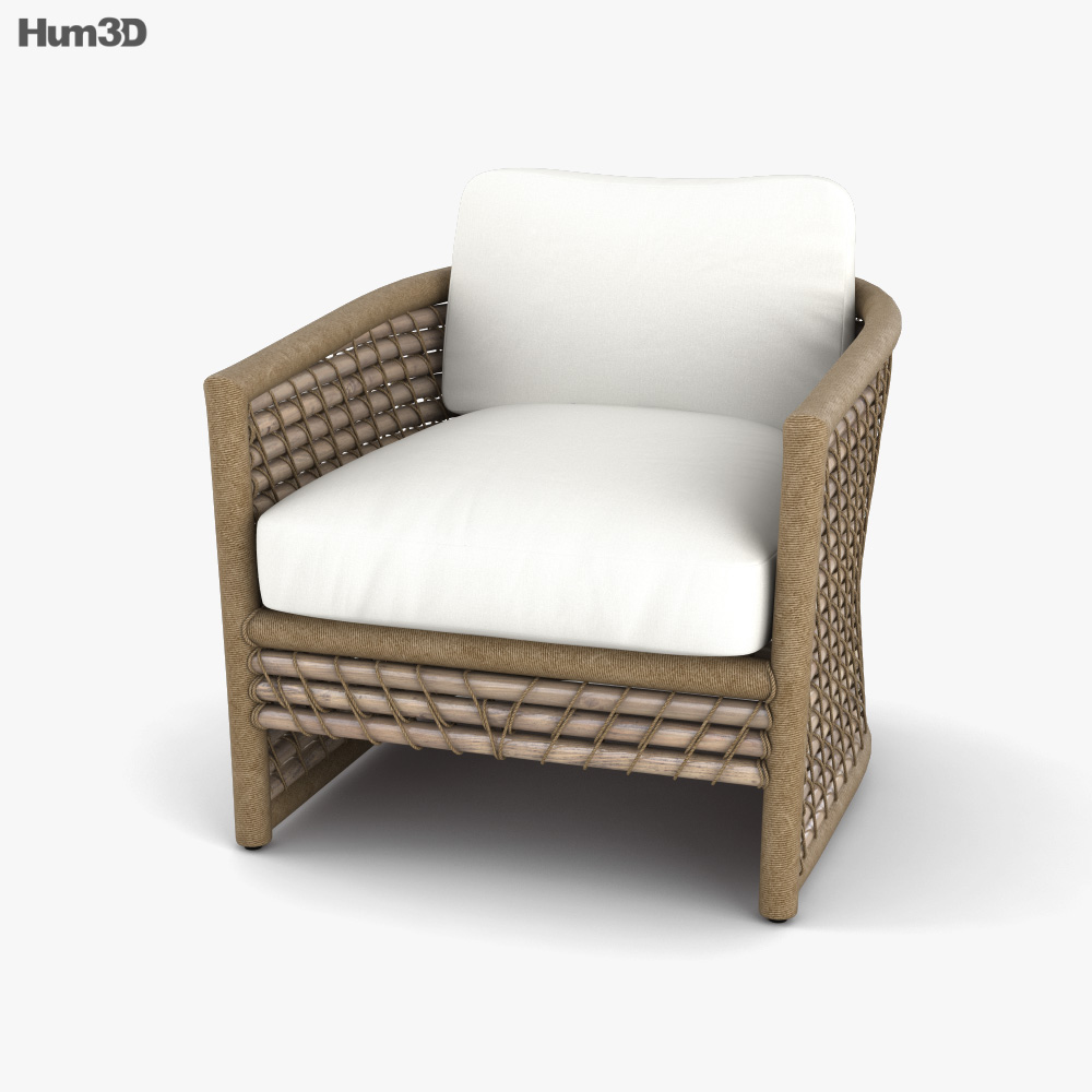 Keaton Capitola Rattan Lounge chair Modello 3D