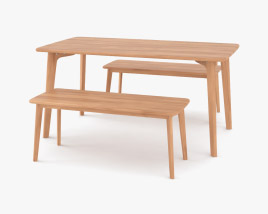 Made Fjord Dining table and Bench set 3D model